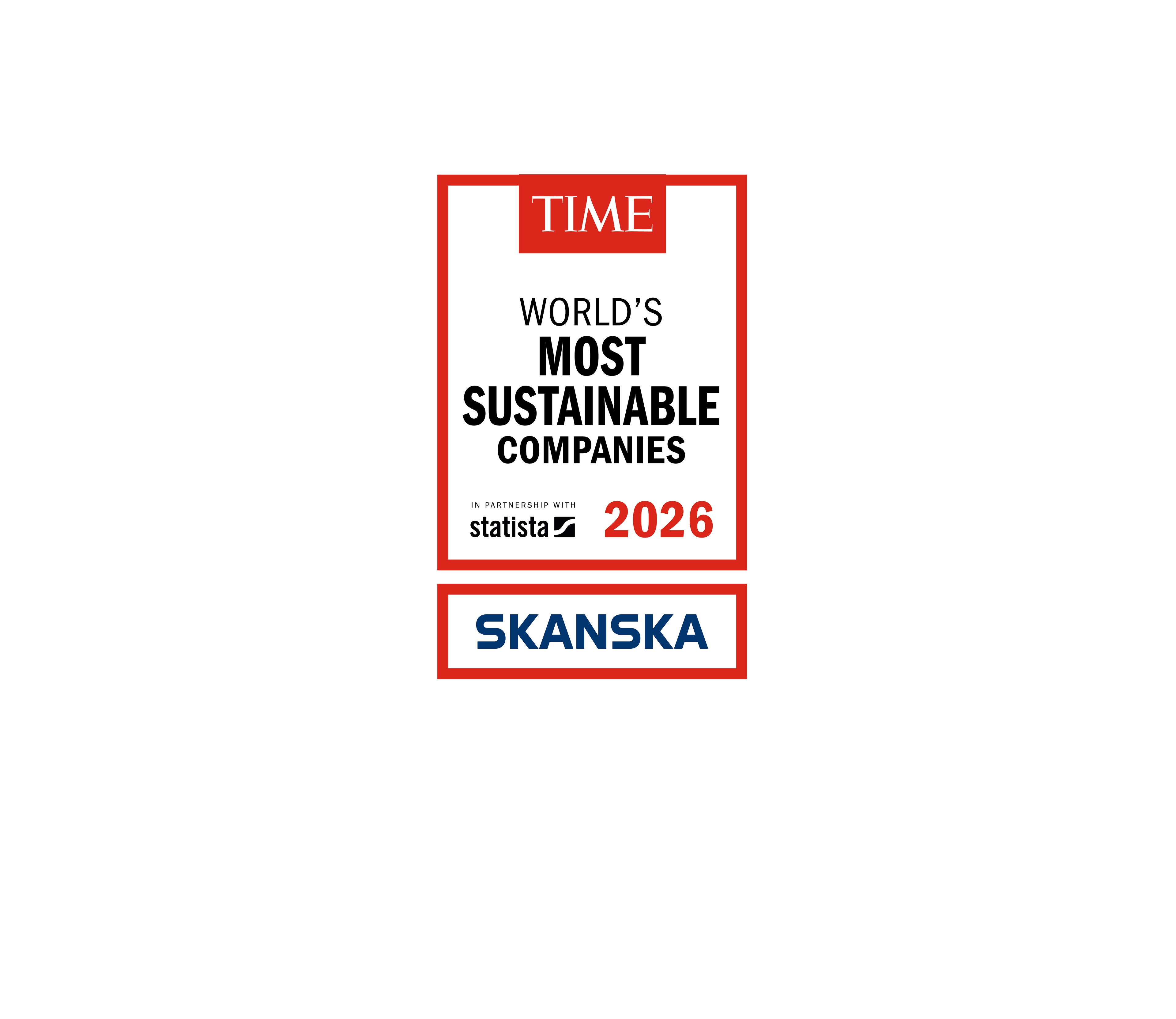 Skanska Named One of Time's Most Sustainable Companies 2026 Times world's most sustainable companies in parnership with statista 2026 logo