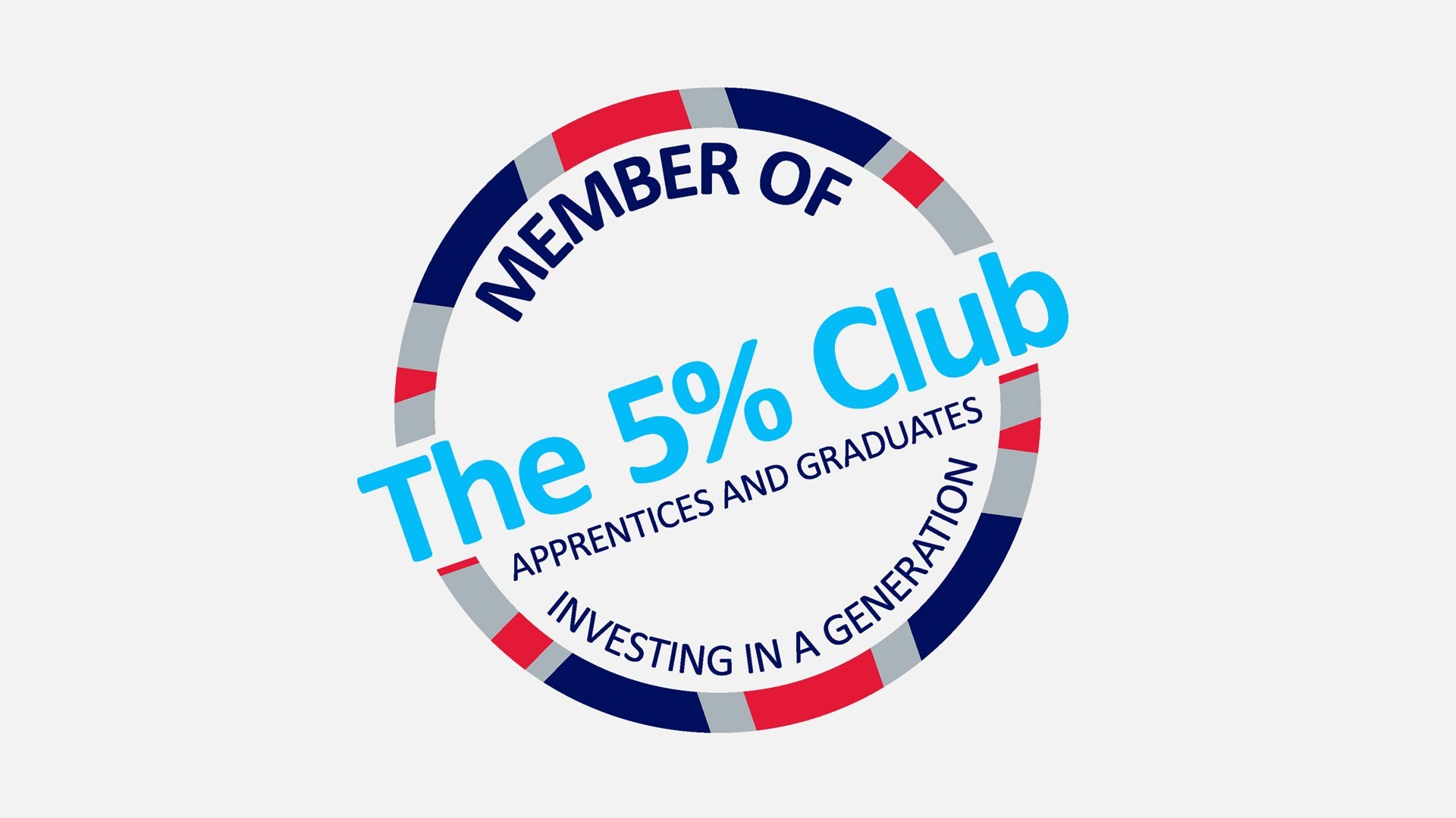 The 5% Club Member Logo: Investing in Apprentices & Graduates Circular badge with "Member of The 5% Club" emphasizing apprentices and graduates investment.