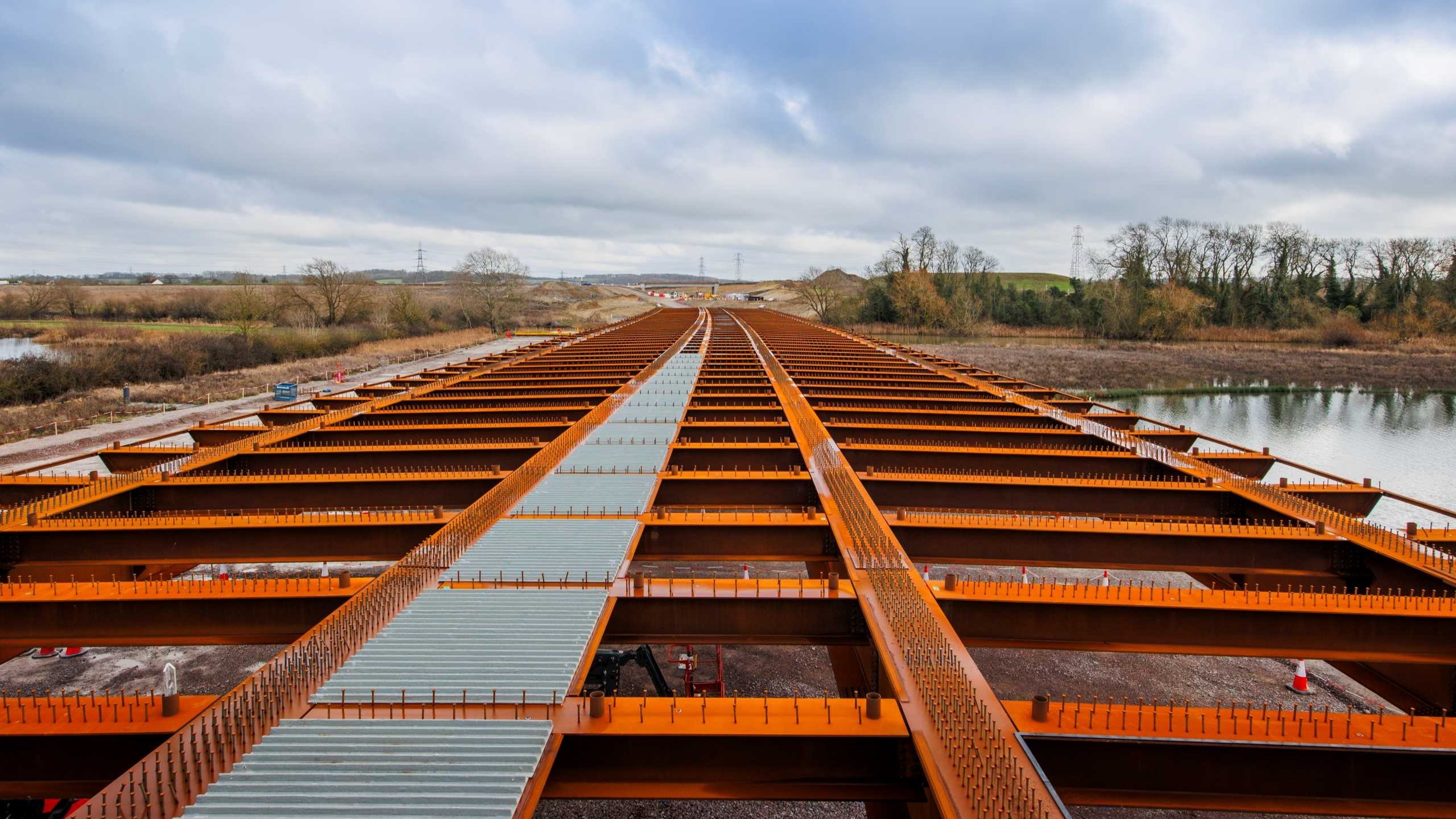 A428 Black Cat to Caxton Gibbet improvements scheme 250 metre viaduct over the River Great Ouse