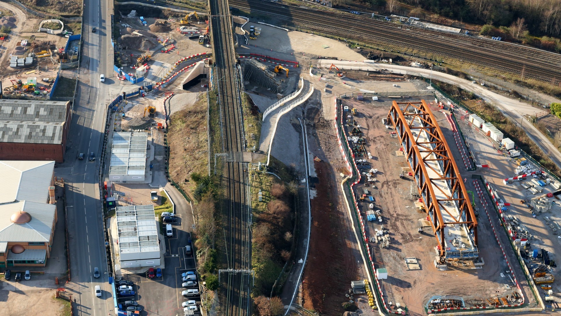 Helicopter shot of pre assembled SAS 13 bridge Helicopter shot of pre assembled SAS 13 bridge