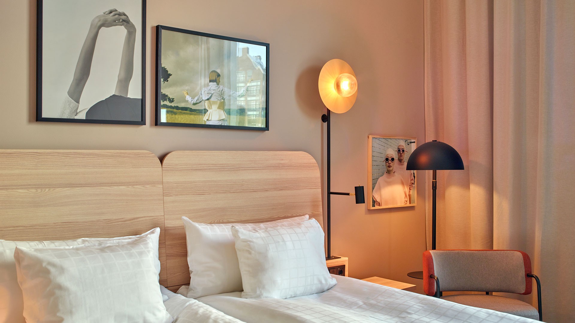 Beds in one of the hotel rooms.