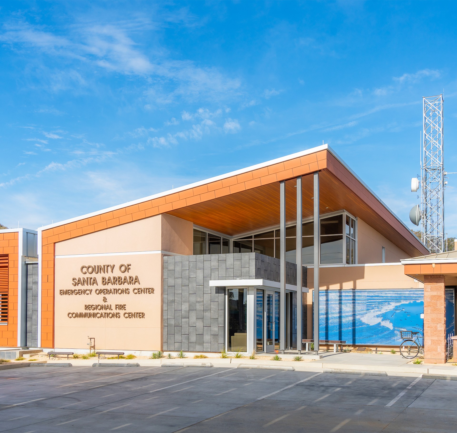 County of Santa Barbara Emergency Operations Center Building County of Santa Barbara Emergency Operations Center building under clear blue sky.