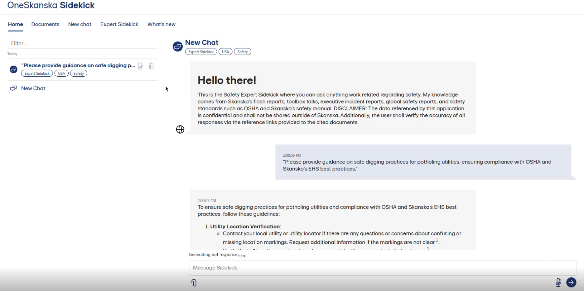 Safety Sidekick AI tool