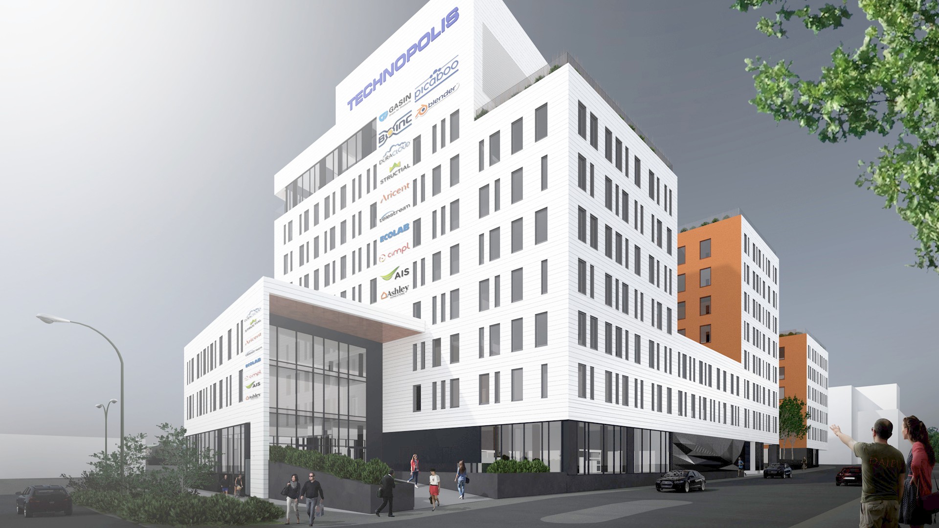 Havainnekuva Technopolis Asemakeskuksesta Peltokadulta katsottuna