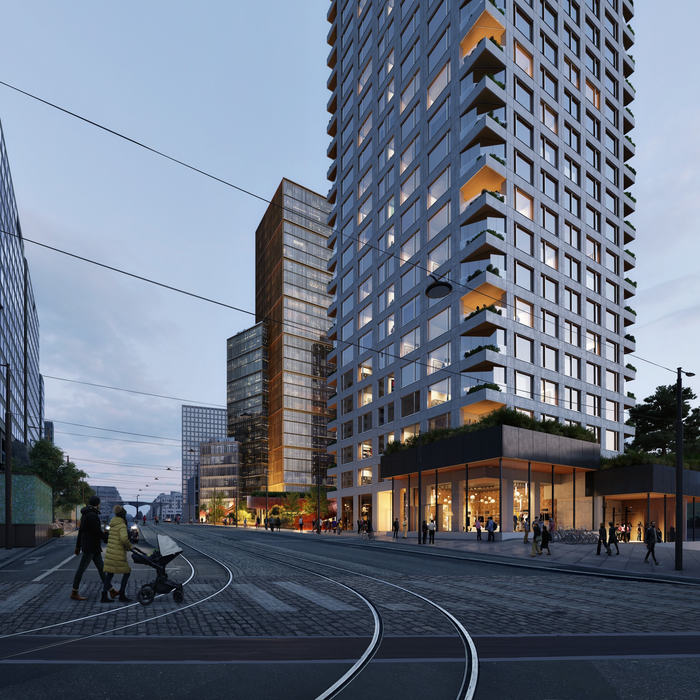 Etelä-Pasila, Näkymä Pasilansiltaa itään. Kuva: Arkkitehtitoimisto ALA