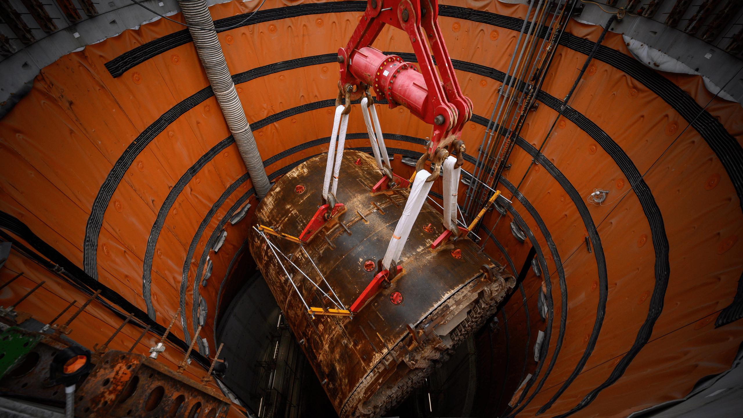 Tunnel Boring Machine Lifted in Construction Site TBM Emily