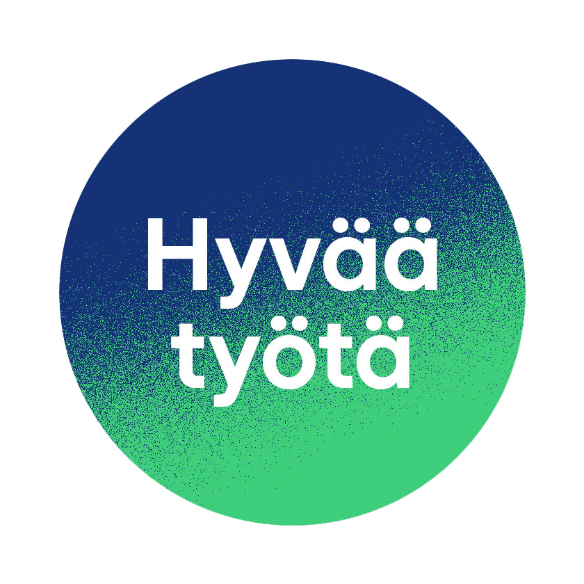 Skanska Hyvää Työtä Podcast -kansi, jossa on sinivihreä liukuvärinen tausta ja keskellä valkoinen ympyrä.