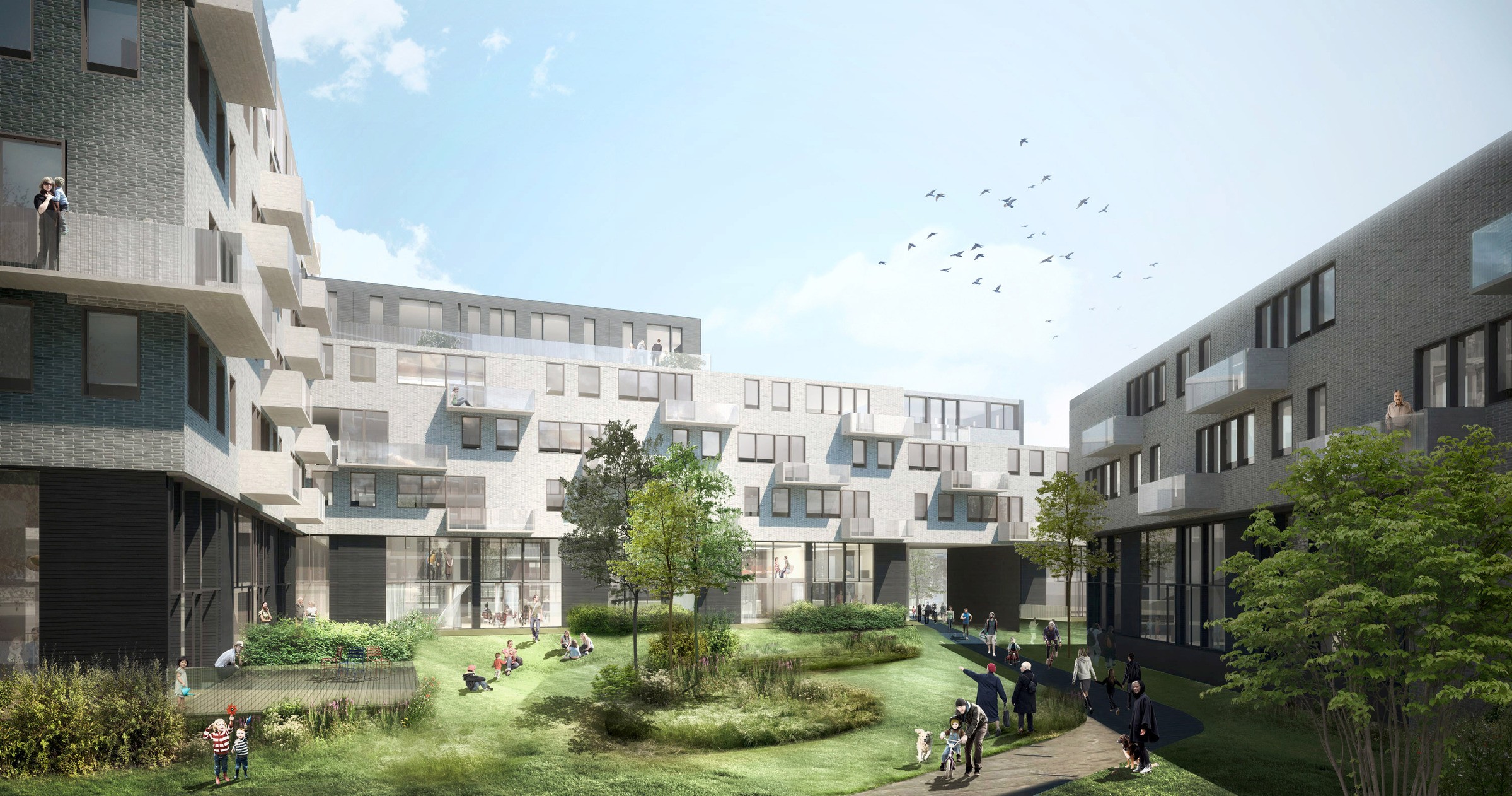 Skanska Copenhagen residential courtyard Skanska Köpenhamn bostadsgård