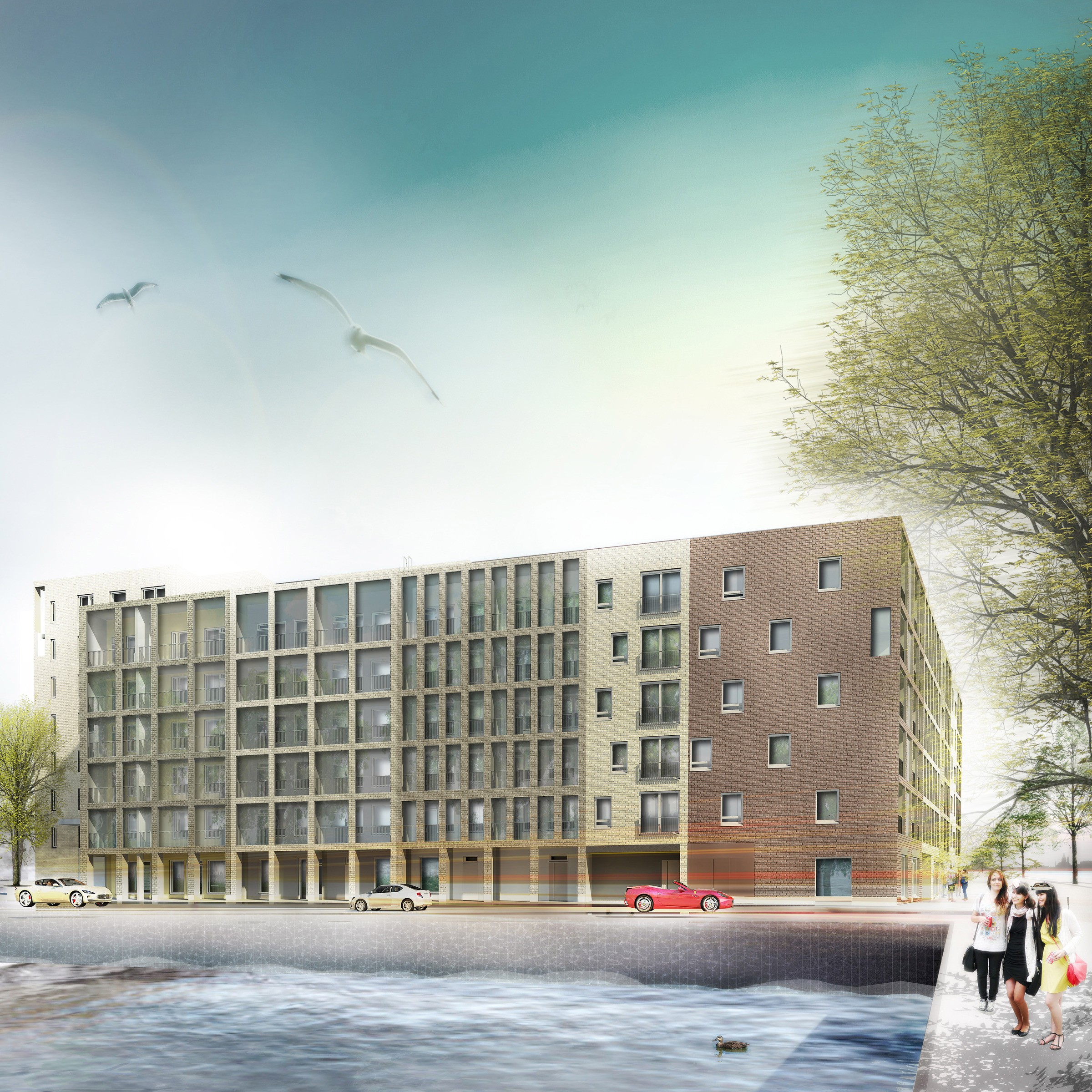 170529 FI Gustaf Wilhelm residential block Visualization beside the water 170529 FI Gustaf Wilhelm bostadskvarter Visualisering vid vattnet