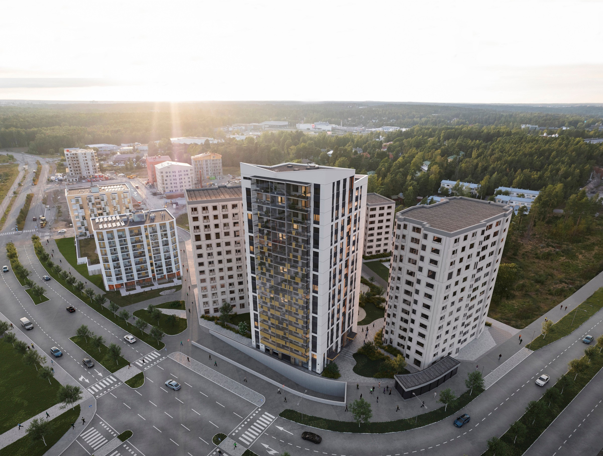 Bild Esbo Finland - bostadsprojekt exteriör Bild Esbo Finland - bostadsprojekt exteriör