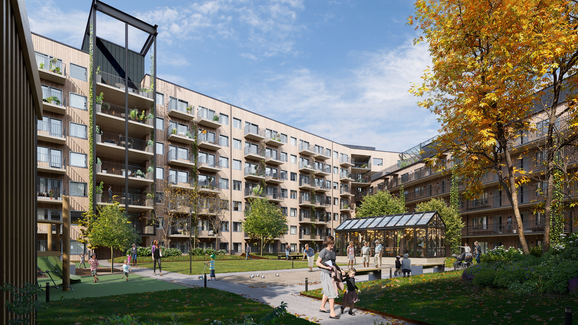 Hus 1 i Lilla Backa med vy från gården.