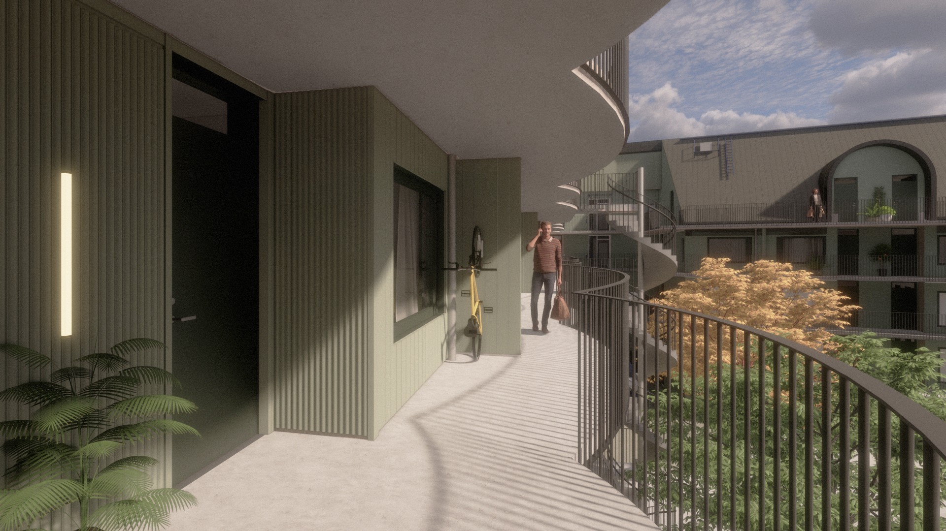 Hus 3 i Lilla Backa med vy från loftgången.