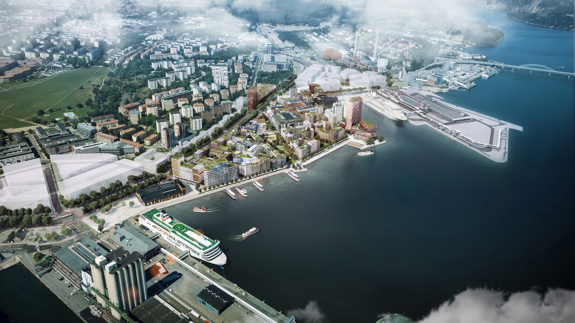 Projektet planeras vara färdigställt första kvartalet 2026. Flygbild över hamn