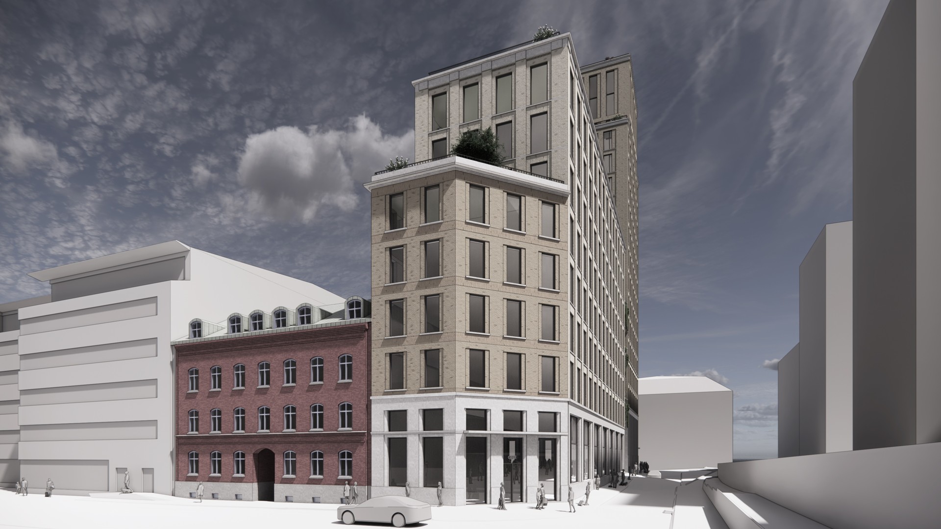 Nya kontorshuset Skiss av kontorshuset som Skanska planerar att bygga i Göteborg.