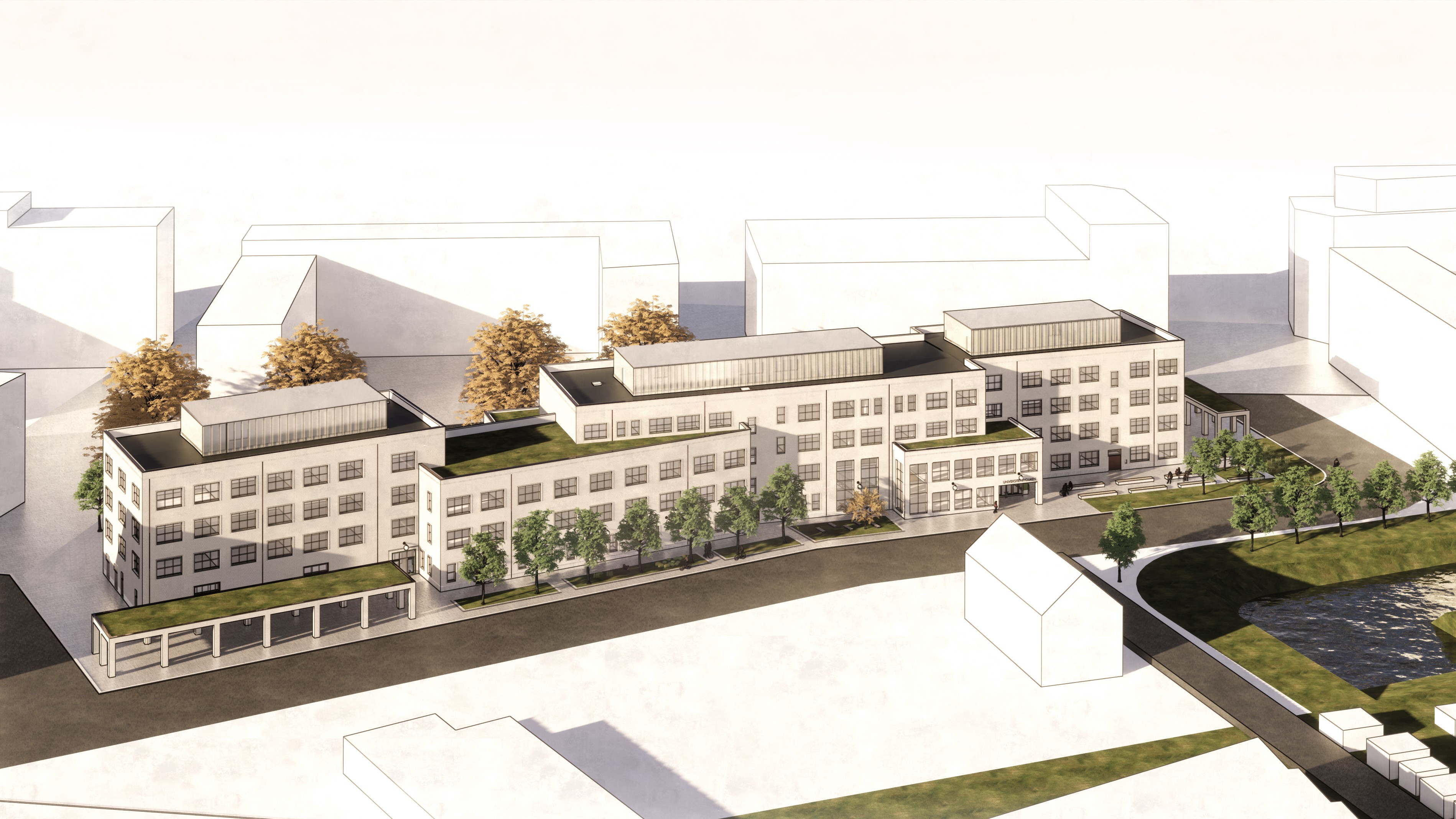Färdiga skolan Rendering av hur Malmö Citadellsgymnasium kommer att se ut när skolan är färdig.
