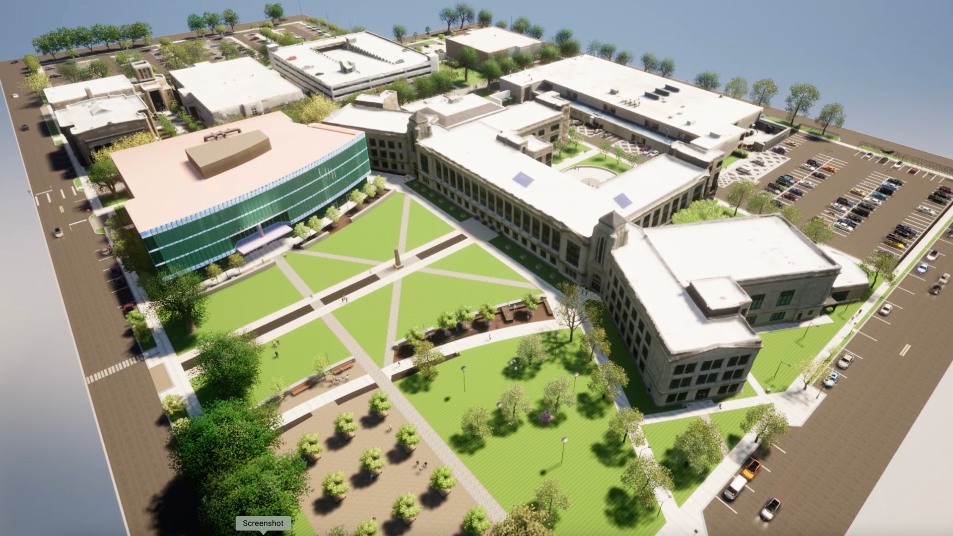 Modern Campus Design with Green Spaces and Parking Areas While visiting Houston Community College’s Reality Collab in 2022, Skanska team members saw an opportunity to partner with the school in a new, virtual way. Soon after, a collaboration began to bring a digital twin to life. “We were touring their facility and seeing the breadth of technology and tools they have in their lab,” says Senior Preconstruction Technologist Edwin Bailey. “We thought, there could be a way to apply these technologies through a meaningful collaboration between construction and higher education.”